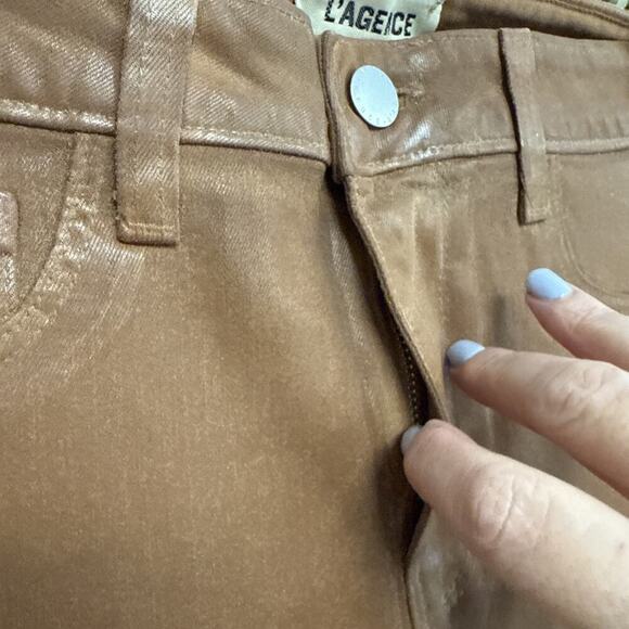 L’AGENCE Margot High Rise‎ Cropped Skinny Jeans Size 30 Java Coated Stretch - Picture 3 of 13